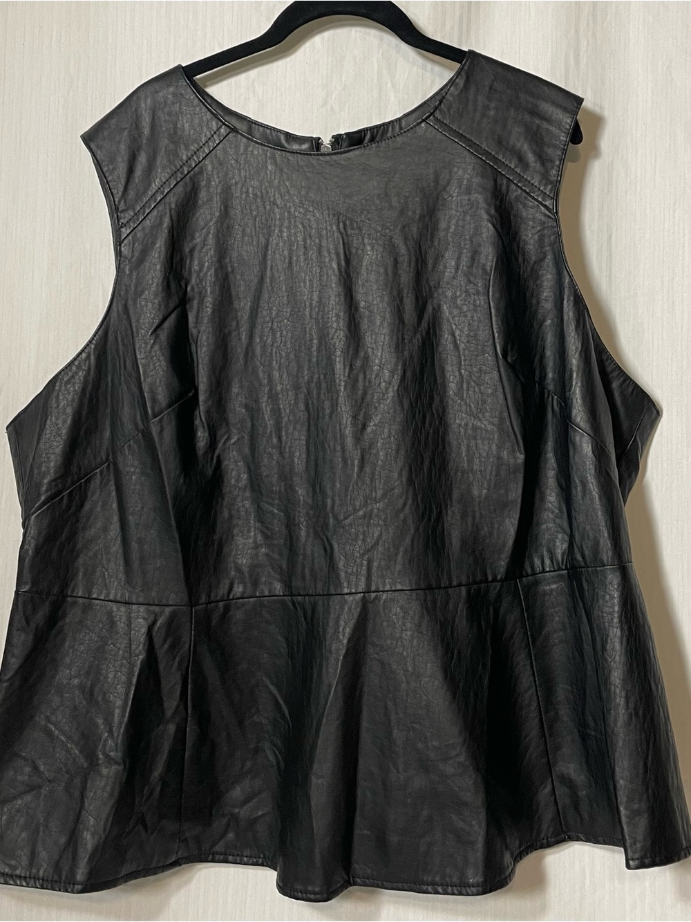 last kiss Black Faux Leather Peplum Tunic